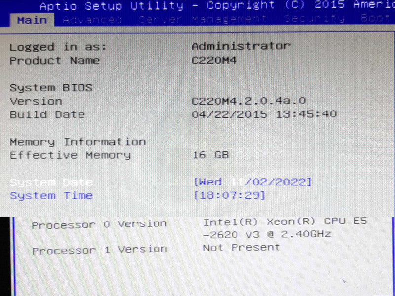 Cisco ESA C390/C220M4 Server Xeon E5-2620v3 @ 2.4GHz 16GB DDR4 -NO Hdd/Caddies +