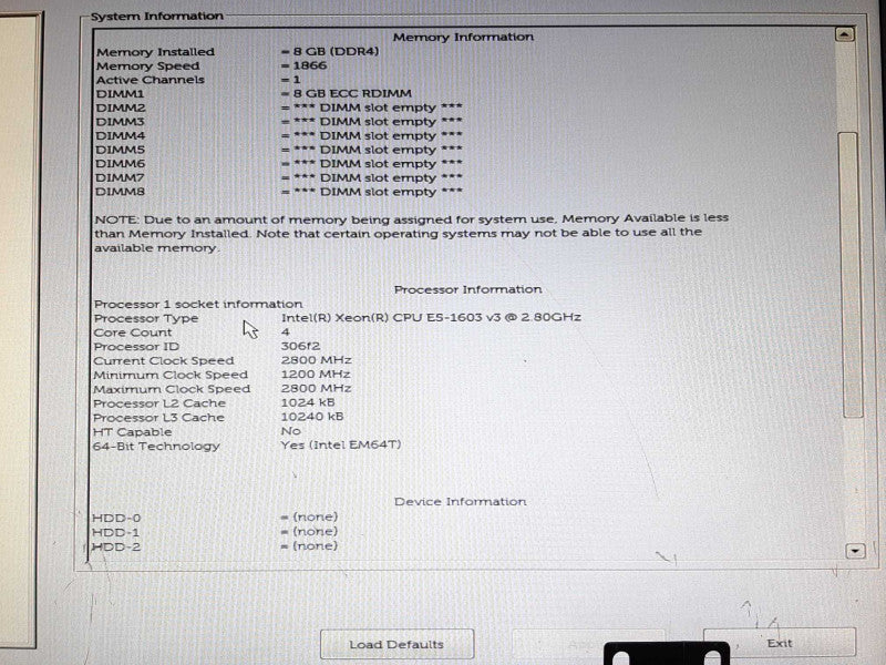 Dell Precision Tower 5810 Xeon E5-1603v3 @ 2.8GHz 8GB RAM -No HDD/GPU +