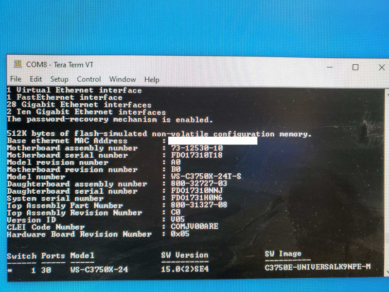 Cisco Catalyst 3750-X WS-C3750X-24T-S Network Switch FACTORY RESET )