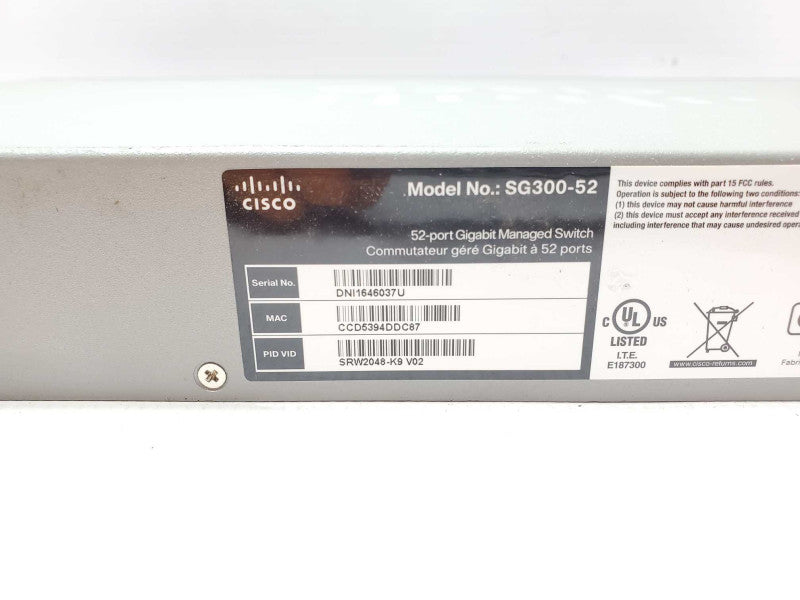 Cisco SG300-53 52-Port Gigabit Managed Switch SRW2048-K9 _