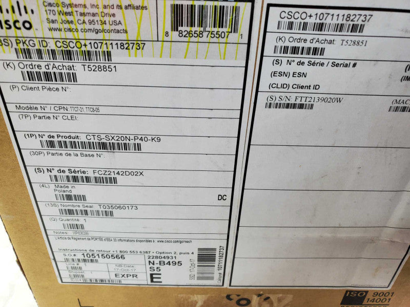 New open Cisco CTS-SX20-P40-k9 SX20 Quick with P40 Camera 1 Microphone Remote )