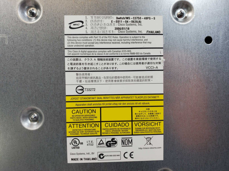 Cisco WS-C3750-48PS-S 48-Port PoE Gigabit Ethernet Network Switch (