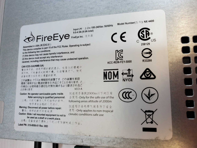 FireEye NX 4400 Network Security Appliance Server Opteron 6328 32gb RAM No HDD (