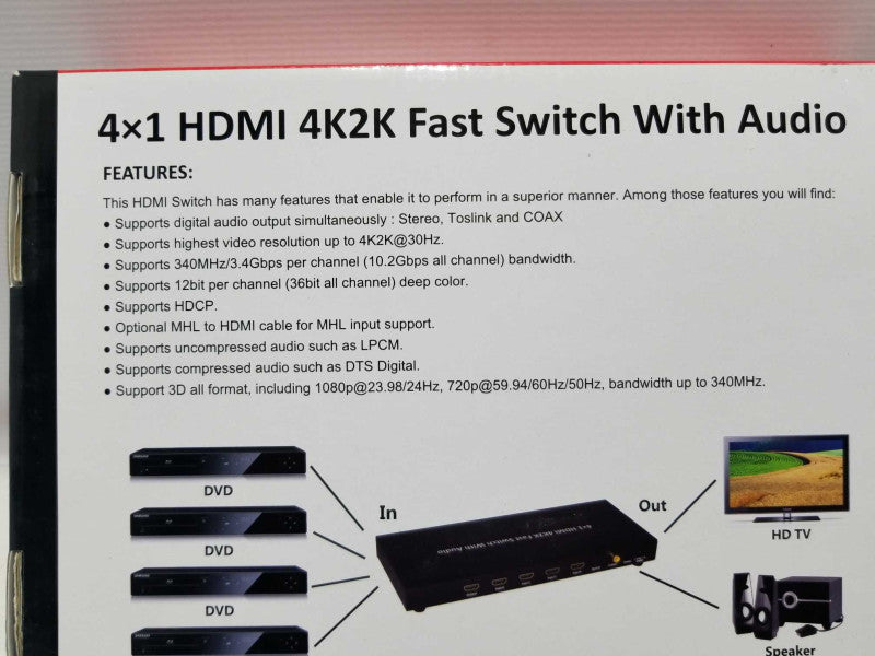 Bytecc HMMSS402K 4x2 HDMI 4K2K Matrix Fast Switch with Audio, \\"QTY\\" ~