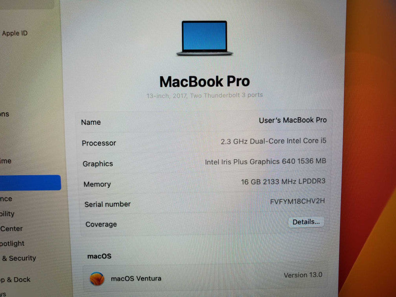 MacBook Pro 2017 13\\" Core i5-7360U @ 2.3 GHz 16GB Ram 250GB SSD *READ* (