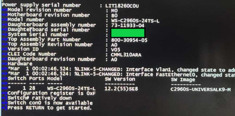 Cisco Catalyst WS-C2960S-24TS-L 24-Port Gigabit Managed Ethernet Switch $