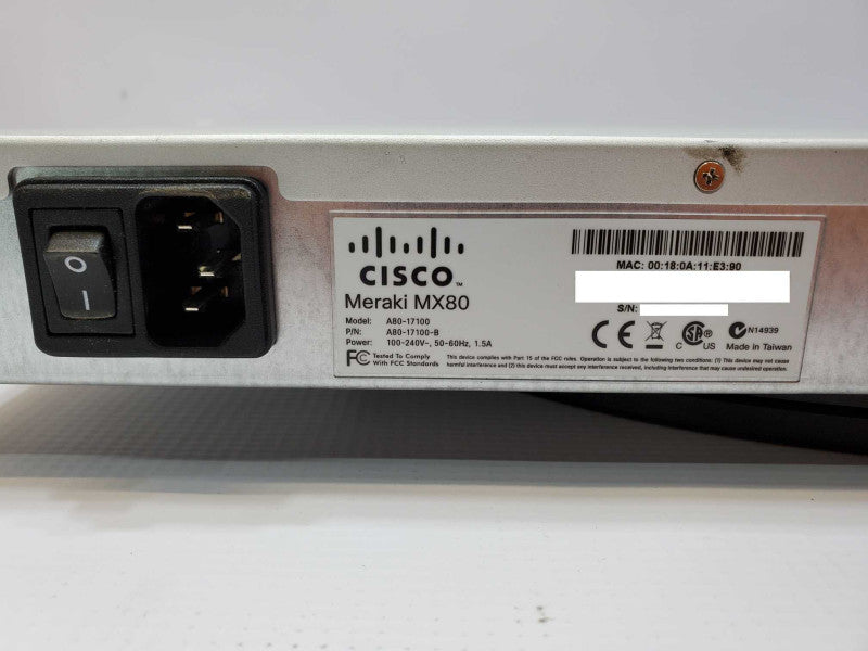 Meraki MX80 A80-17100-A Network Security Appliance *UNCLAIMED* (
