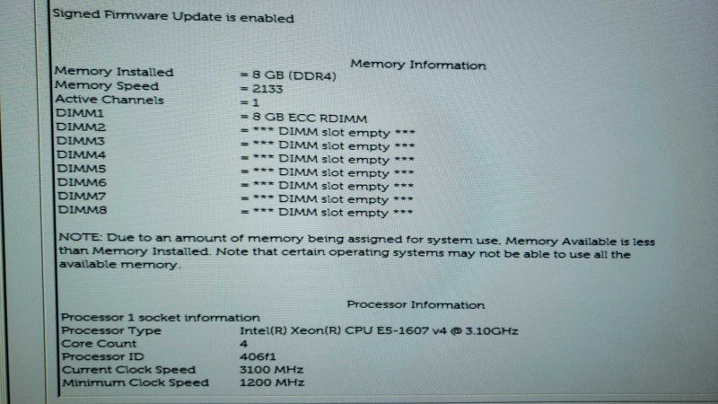 Dell Precision T5810 Xeon E5-1607 v4@3.10GHz 8GB ECC DDR4 Quadro 600 No HDD [