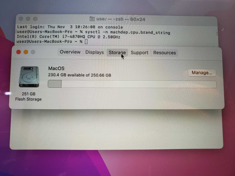 Macbook Pro 2015 15\\" Retina Core i7-4870HQ @ 2.5 GHz 16GB Ram 250GB SSD *READ* (