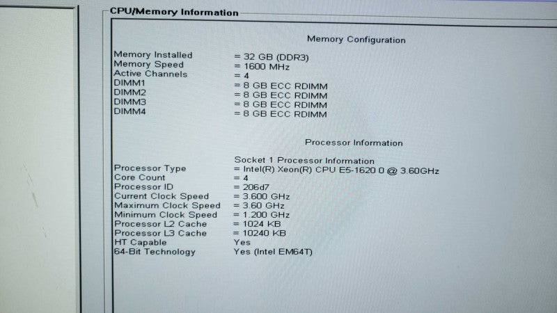 Dell Precision T3600 Xeon E5-1620@3.6GHz 32GB ECC DDR3 Quadro K600 No HDD [