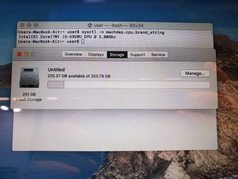 Macbook Air 2017 Core i5-5350U @ 1.8 GHz 8GB Ram 250GB SSD (