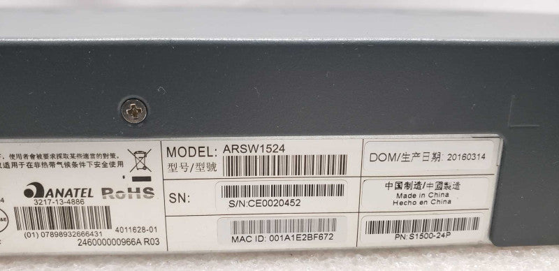 Aruba ARSW1524 Mobility Acces 24-Ports Rack-Mountable Layer-3 Ethernet Switch #