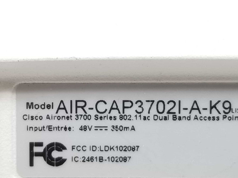 CISCO AIRONET 3702I AIR-CAP3702I-A-K9 DUAL BAND AP 802.11 A/B/G/N/AC, ~