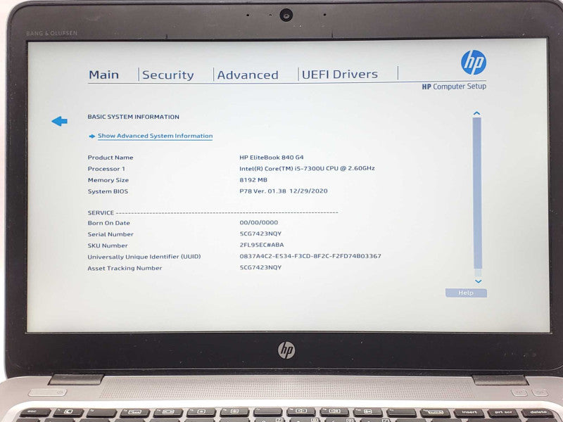HP EliteBook 840G4, Core I5-7300U 2.6GHz, 8GB DDR4, 250GB SSD, 14\\" _