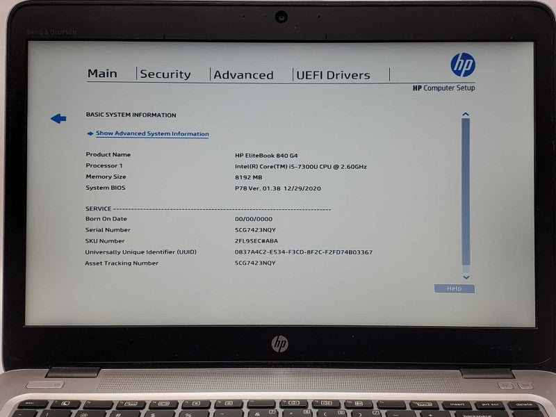 HP EliteBook 840G4, Core I5-7300U 2.6GHz, 8GB DDR4, 250GB SSD, 14\\" _