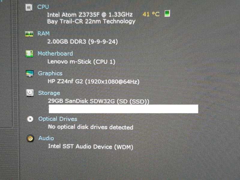 Lenovo IdeaCentre Stick PC Atom Z3735F @ 1.33GHz 2GB RAM 32GB Flash +