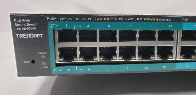 TRENDnet TPE-4840WS 48-Port Gigabit Web Smart PoE+ Switch with 4 Shared SFP #