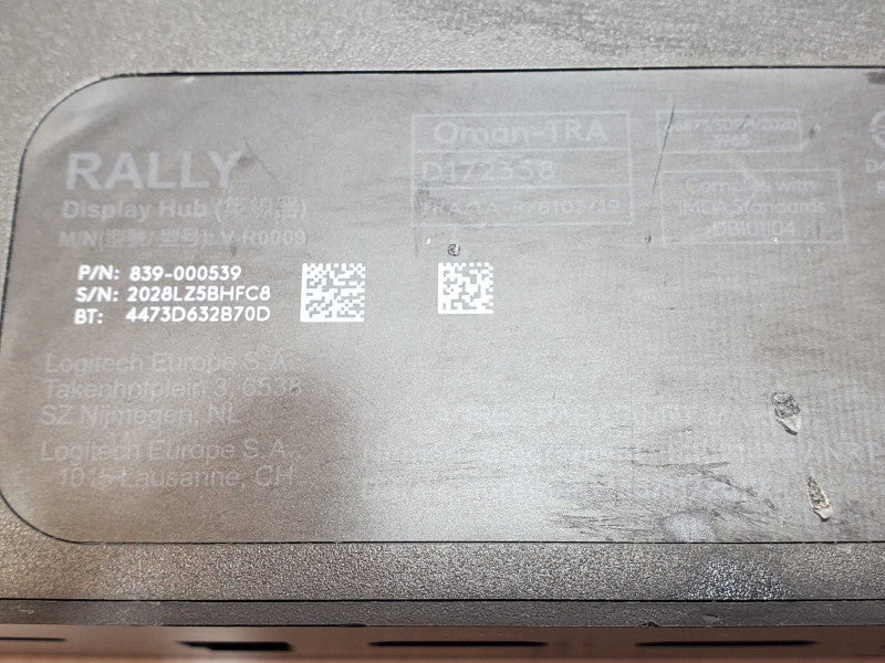 Logitech Oman-TRA V-R0009 Rally Display Hub 839-000539 No AC Adapter _