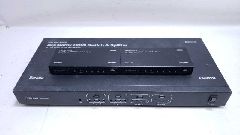 Monoprice - 4X4 Matrix HDMI Switch & Splitter SENDER MHSS0404E w/ 2xReceiver [