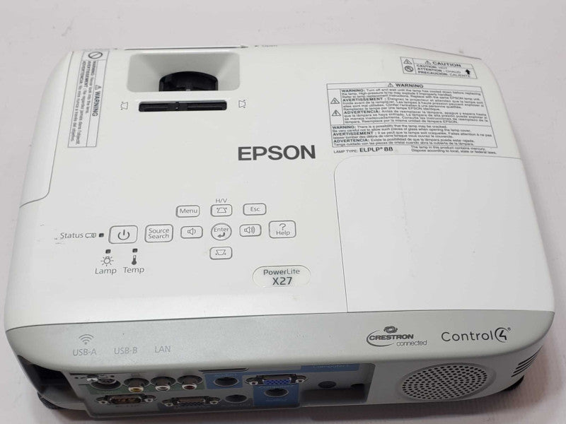 Epson PowerLite X27 Projector H692A, HDMI, 768 Lamp Hours _