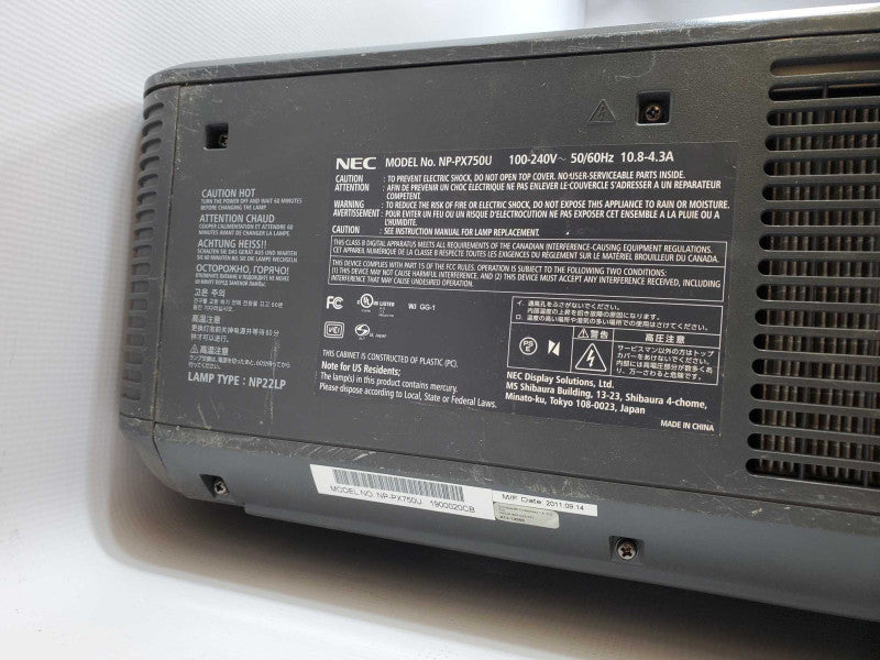 NEC PX750U NP-PX750U DLP WUXGA Projector *AS IS* (