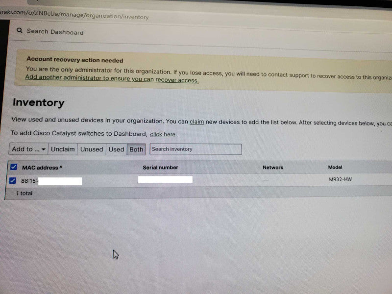Cisco Meraki MR32-HW Cloud-Managed Access Point _ unclaimed )