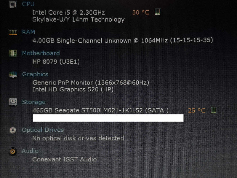 HP EliteBook 850 G3 15.6\\" i5-6200U @ 2.30GHz 4GB RAM 465GB HDD +