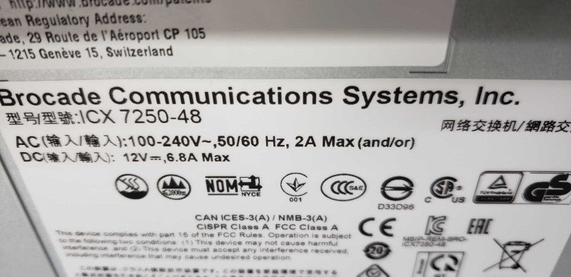 Brocade Communication Systems ICX 7250-48 / SEE NOTES #