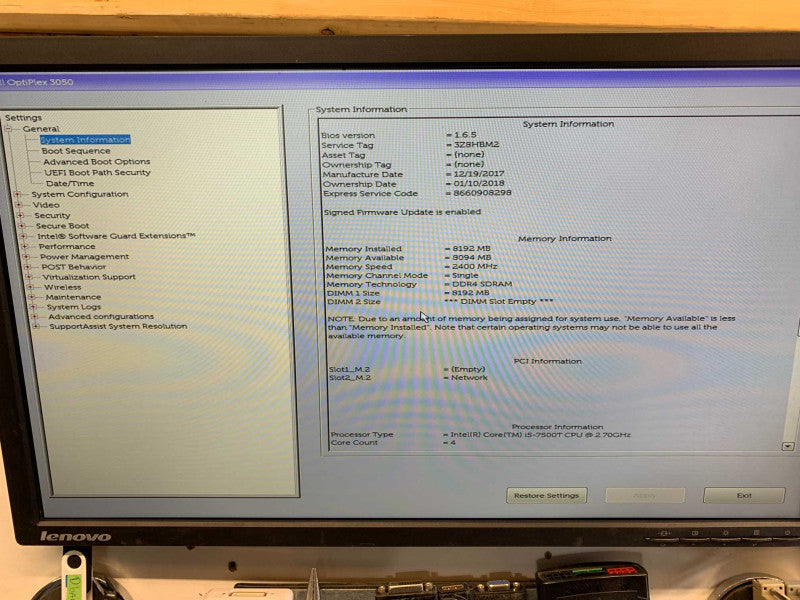 DELL OptiPlex 3050 USSF with i5-7500T 8GB RAM & 256GB SSD  -