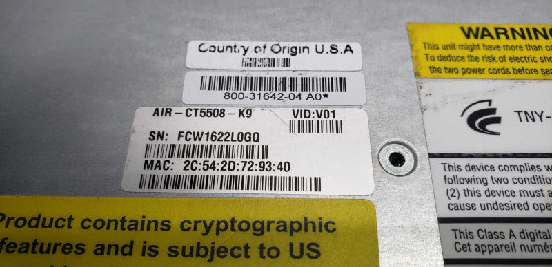 Cisco air-CT5508-K9 Wireless Controller / no modules / factory reset #