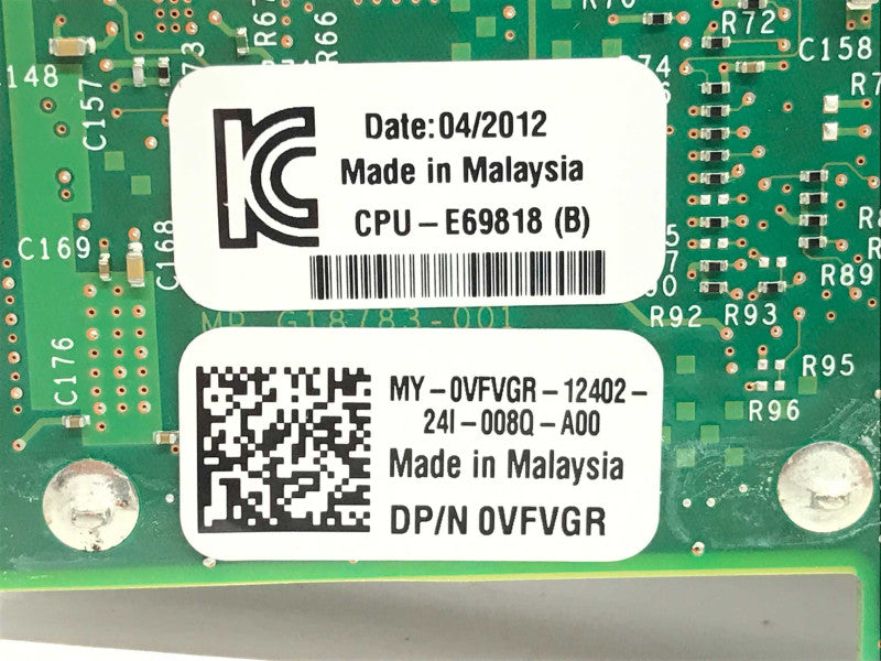 Dell 0VFVGR Intel X520-DA2 Dual Port 10Gigabit SFP PCIe Network Card +
