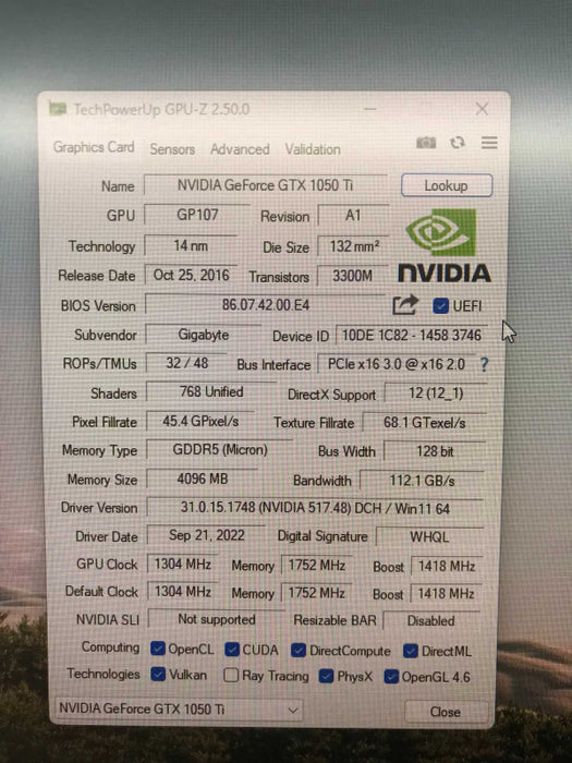 Gigabyte GTX 1050 Ti Low Profile 4GB GDDR5 Graphics Card GV-N105TOC-4GL  [