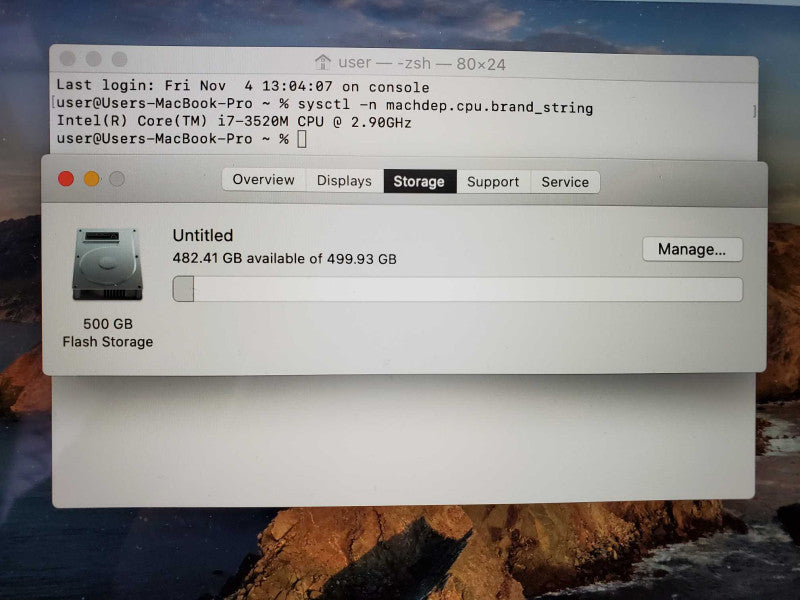 Macbook Pro 2012 13\\" Retina Core i7-3520M @ 2.9GHz 8GB Ram 500GB SSD (