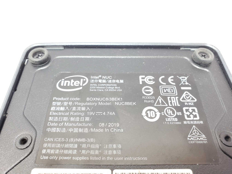 Intel NUC Mini PC, Core I3-8109U 3.0GHz, 4GB DDR4, No SSD, No Power Adapter _