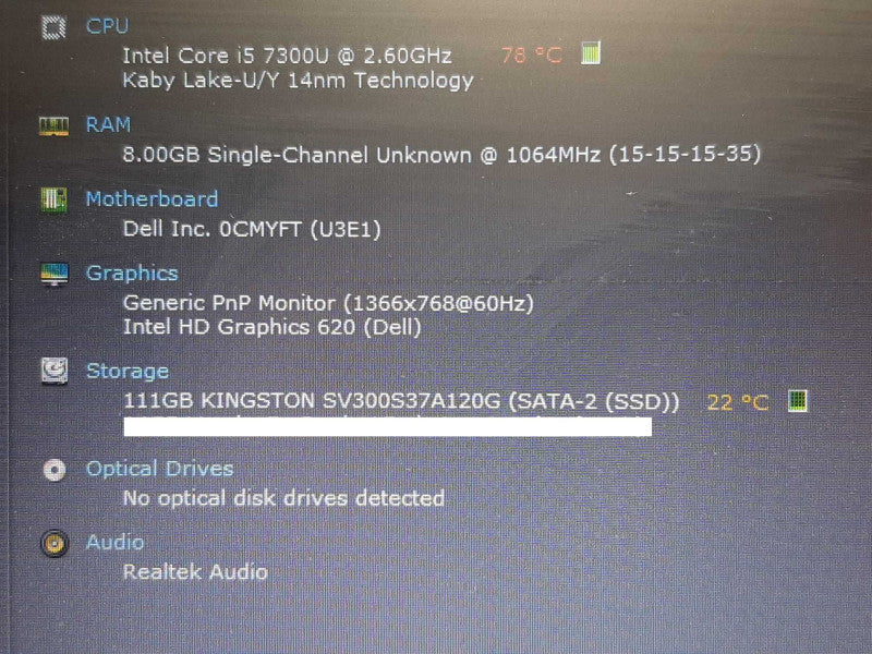 Dell Latitude 5580 15.6\\" i5-7300U @ 2.60GHz 8GB RAM 120GB SSD +