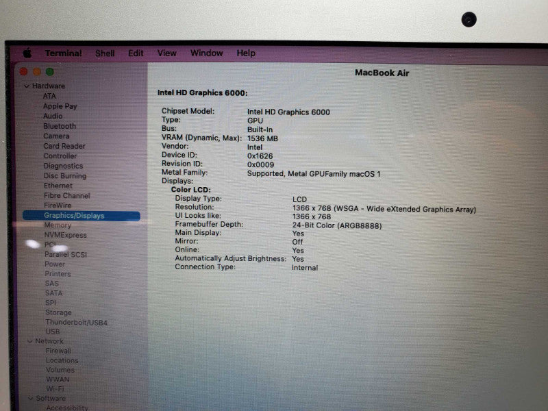 MacBook Air 2015 11\\" Core i5-5250U @ 1.6 GHz 4GB DDR3 120GB SSD (