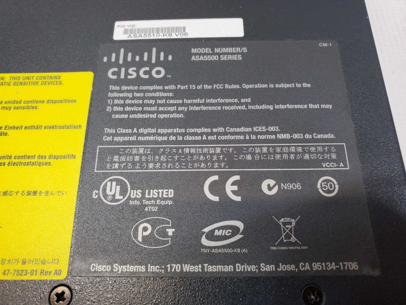 Cisco ASA5510 Series Adaptive Security Appliance ASA 5550 V06_Factory Default (