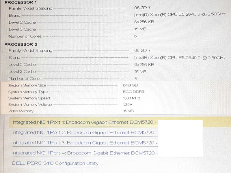 Dell PowerEdge R720 2x Xeon E5-2640 @ 2.50GHz 64GB RAM PERC S110 -No HDD +