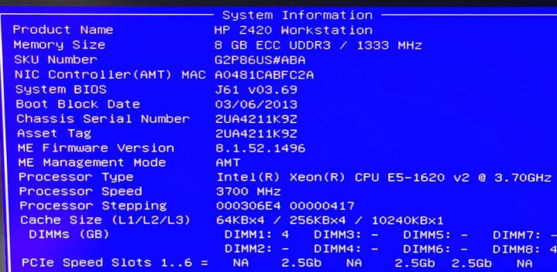 HP Z420 Xeon E5-1620 V2 3.7GHz 8GB RAM Nvidia Quadro K2000 2GB NO HDD NO OS $