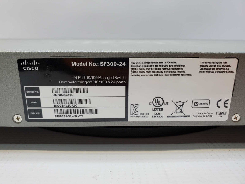 Cisco SF300-24 24-Port 10/100 Managed Network Switch SRW224G4P-K9 (