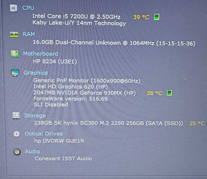 HP ProBook 470 G4 i5-7200U 2.5GHz 16GB RAM 256GB SSD Nvidia Geforce 930MX 2GB 17.3 $