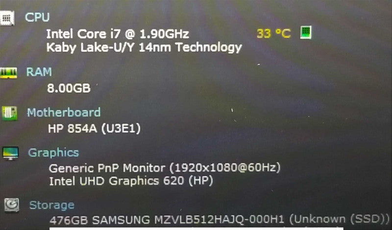 HP EliteBook 830 G5 13.3\\", i7-8665U 1.9GHz/8GB DDR4, 480GB SSD. ~