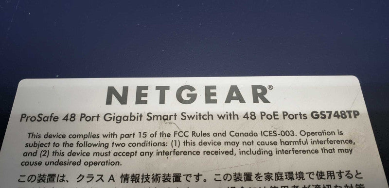 netgear proSafe 48x port gigabit smart switch GS748TP / FAC. RESET #
