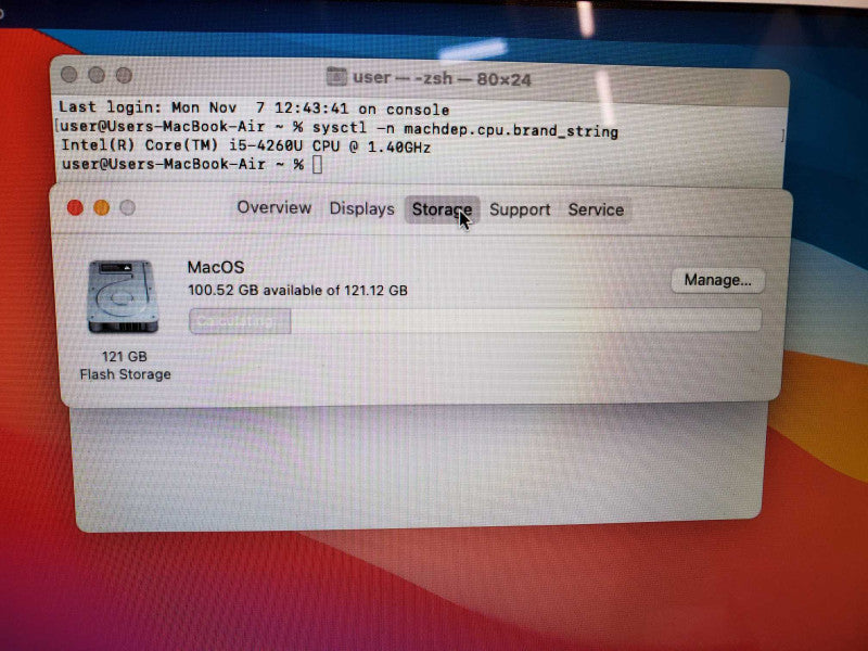 Macbook Air 2014 11\\" Core i5-4260U @ 1.4 GHz 4GB Ram 120GB SSD (