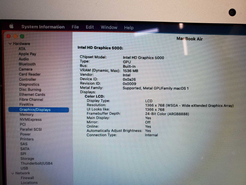 Macbook Air 2014 11\\" Core i5-4260U @ 1.4 GHz 4GB Ram 120GB SSD (