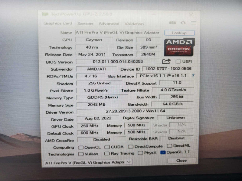 AMD FirePro V5900 2GB-DVI HF GDDR5 2*DP DVI Graphics Card (