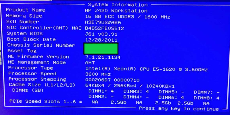 HP Z420 Xeon E5-1620 3.6GHz 16GB RAM Nvidia Quadro 2000 1GB NO HDD NO OS $