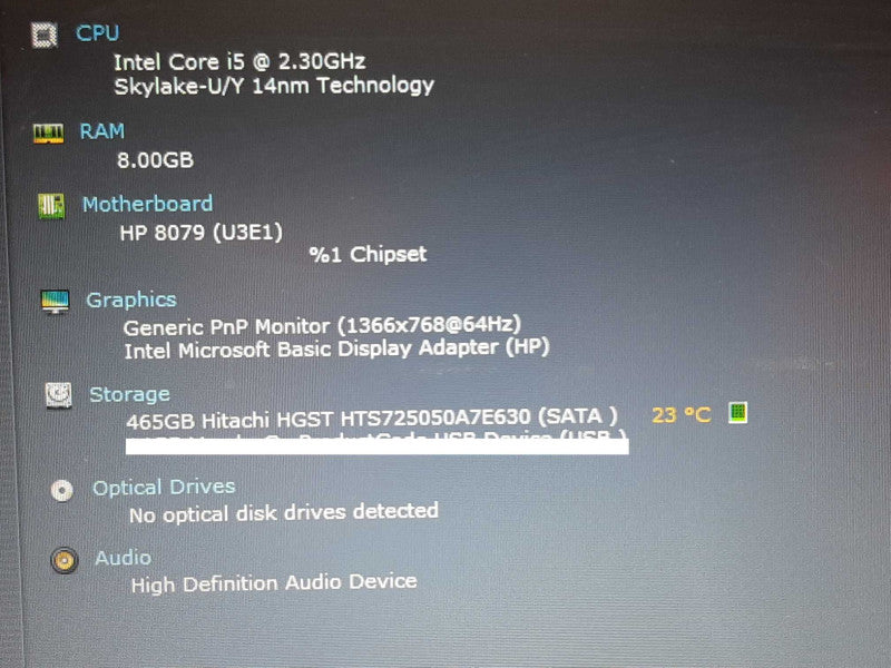 HP EliteBook 850 G3 15.6\\" i5-6200U @ 2.30GHz 8GB RAM 465GB HDD +