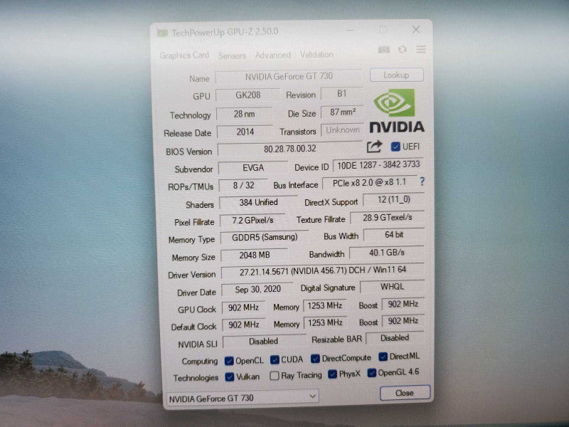NVIDIA GeForce GT 730 2GB Graphics Card GPU (