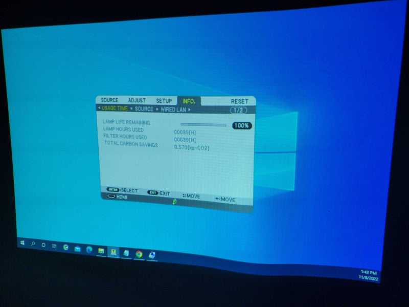 NEC NP-M311W WXGA 3LCD Theater Room HDMI Projector 3,100 Lumens only 39h Used )